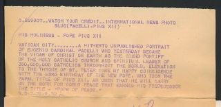 The POPE Oringianl 1939 TYPE 1 photo of His Holiness Pius XII.  RARE & 3
