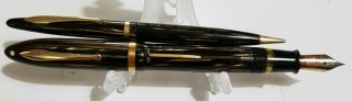 Sheaffer Oversize Lifetime Balance Fountain Pen & Pencil In Brown Striated