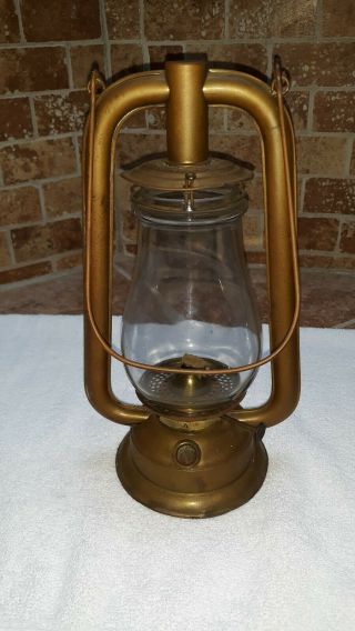 Dietz Us Brass Tubular Barn Kerosene Lantern W/clear Globe