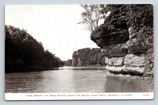 Postcard Elk Rock River Black Hawk Trail Oregon Illinois Vintage 1950 Photo A09