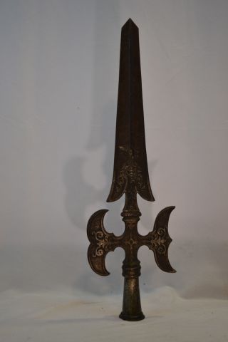 Victorian Made Medieval Style Large Decorated Ceremonial Halberd Head