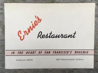 1944 Ww2 Nurse Corp Photo Souvenir Cocktail Lounge Ernie’s San Francisco Bohemia