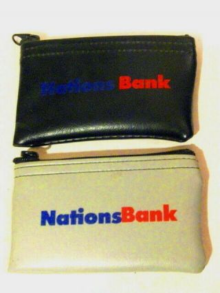 2 Vintage Nations Bank Mini Zipper Vinyl Bank Deposit Bag Salesman Sample Rifkin