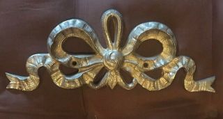 Vintage Solid Brass Bow Design Above Picture Door Mirror Topper Wall Decor
