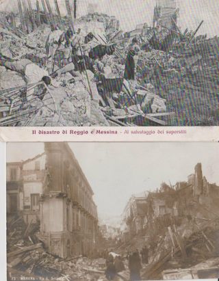 Messina Earthquake Italy 2 Old Postcards 1908