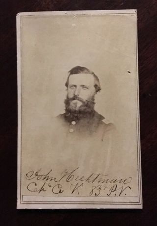 83rd Pennsylvania Civil War Cdv Union Capt.  John Hechtman