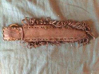 ANTIQUE CREEK INDIAN TRADE KNIFE WITH RELIC BEADED SHEATH STAG GRIPS BOWIE 5