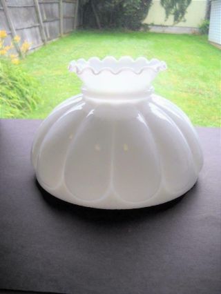 Milk White Melon Lamp Shade Standing 6 - 1/2 " Tall With A 10 " Fitter End - Ec