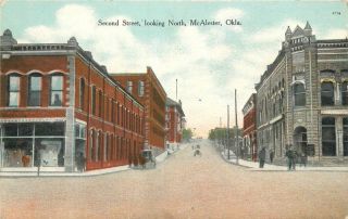 C - 1910 Mcalester Oklahoma Second Street North Edwards Postcard 11089