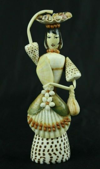 Lady With Purse & Hat Shell Folk Art Dress