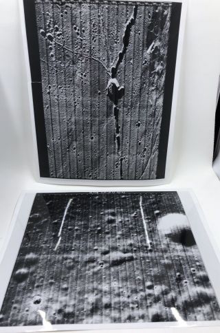 2 Rare 1967 Nasa Moon Photo Lunar Orbiter Army Map Service Apollo Site