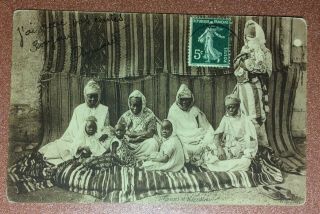 Antique Postcard Postage Stamp 1907 Africa.  Negresses Et Negrillons.  Motherhood