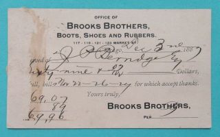 Brooks Brothers Chicago Postal Card Receipt 1887