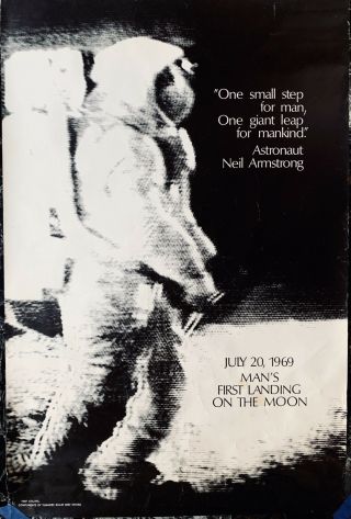 Vintage Man’s First Landing On The Moon Apollo 11 Poster July 20,  1969