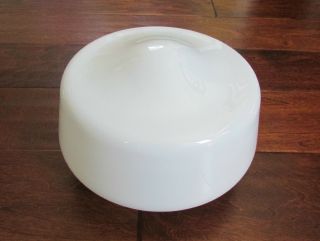 Large Vintage White Milk Glass School House Ceiling Light Cover Shade 4 " Fit