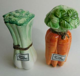 Vintage Fitz Floyd Vegetable Salt & Pepper Shakers Carrots & Celery Stalks