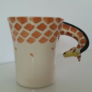 Pier 1 Imports 3d Giraffe Neck Handle Zoo Wild Animal Figural Large Coffee Mug