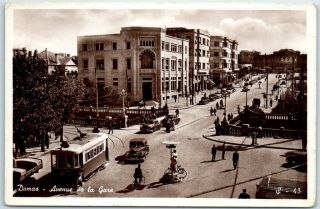 Damascus,  Syyria Real Photo Rppc Postcard " Damas - Avenue De La Gare " C1940s