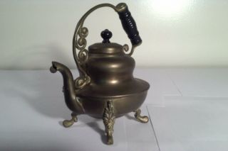 Antique Ornate Brass Teapot Tea Kettle Folk Art Unique Quality Piece Vintage