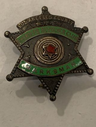 Los Angeles County 1943 Sheriffs Revolver Club Marksman Lapel Pin