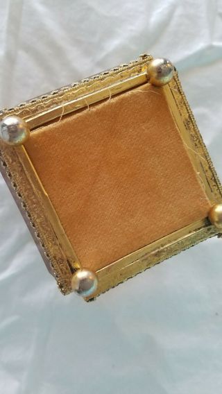 Vintage French Trinket box beveled glass ornate rare brass footed 6