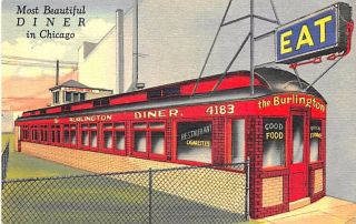Chicago Il The Burlington Diner Linen Curt Teich Postcard