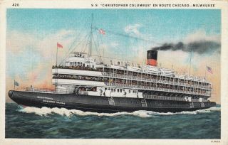 S.  S.  " Christopher Columbus " En Route Chicago - Milwaukee,  1910 - 20s