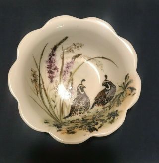 Toyo California Quail Birds Bowl Decorative Dish By Magie Japan Scalloped Edge