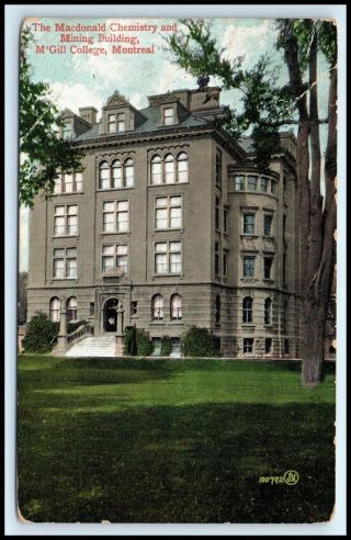 Canada Postcard 1907 Montreal,  Mcgill College,  Chemistry & Mining Bldg (pc20)