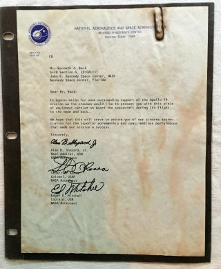 NASA Apollo 14 Patch,  Mission Summary,  and Autographs Rare 2