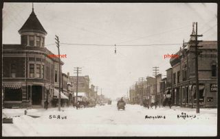 Old Photo Postcard Rppc,  Snow Sleighs,  Business Street View,  Antigo,  Wisconsin,  1910