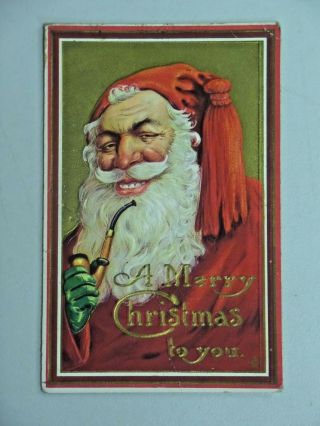 Vtg.  A Merry Christmas To You Embossed Santa Claus Postcard 1916 Post 3027