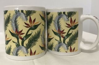 Maui Pacific Traders Retro Hawaii Birds Of Paradise Coffee Cups Set Of Two