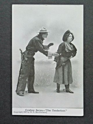 Vintage Cowboy Series Postcard " The Tenderfoot " 1907 W.  G.  Macfarlane 5099