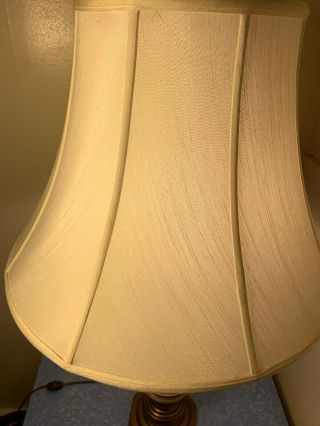 Vintage Mid Century Stiffel Brass & Ceramic Heavy Table Lamp W/ Lined Shade 3way 5