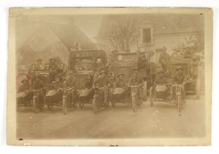 Wwi Rppc 5 Harley Davidson Motorcycles,  Sidecars & American Soldiers Post Card