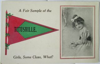 1913 A Fair Sample Of The Girls At Titusville Pa Banner Greeting Postcard