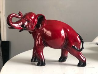 Royal Doulton Flambe Figurine: Elephant With Trunk In Salute (hn891a)