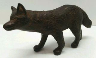 Vtg Antique Cast Iron Bronze Metal Wolf Dog Figurine Collectible Statue Rare