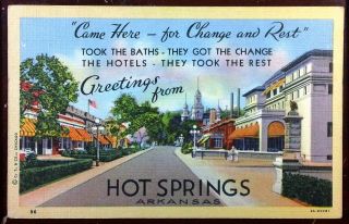 1940’s Postcard Greetings From Hot Springs Arkansas