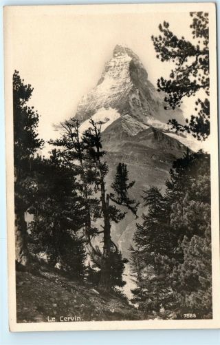 Le Cervin Matterhorn Mountain Switzerland Vintage Real Photo Rppc Postcard B37