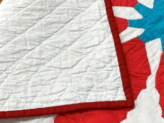 Patriotic Vintage RED White BLUE Table Wall QUILT 36 x 33 5