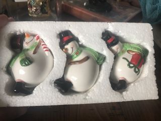 Nib 3 Holiday Wishes Fitz & Floyd Snowman Tumblers 19/295 Snowmen Rare