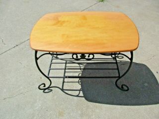 Longaberger Wrought Iron Treasures Stand With Wood Table Top In Good Shape
