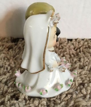 Vintage LEFTON Bride & Groom Wedding Cake Topper BELL Figurine 1950 ' s 1960’s 4