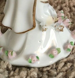 Vintage LEFTON Bride & Groom Wedding Cake Topper BELL Figurine 1950 ' s 1960’s 5