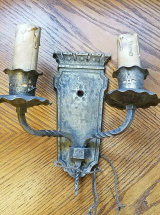 Vintage Double Candle Stick Wall Hanging Light Fixture