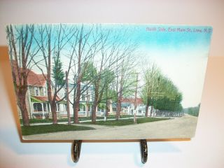 Lima Ny York North Side East Main Street Houses Trees 1914 Postcard