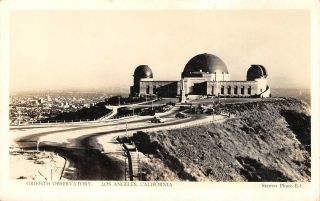 Rppc Griffith Observatory,  Los Angeles,  Ca Starrett Photo 1938 Vintage Postcard