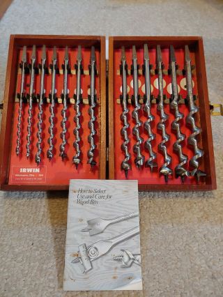 Irwin Auger Bit Set W/ Wood Case And Booklet